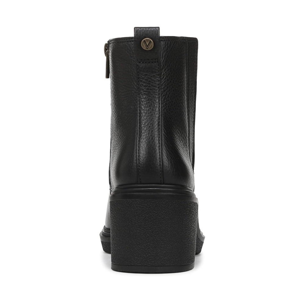 Vionic Savannah Womens 8 Wide Black Leather Waterproof Ankle Bootie 2.75" Heel - Picture 3 of 10